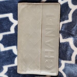 Chanel Light Gray Lambskin Leather Bifold Long Wallet